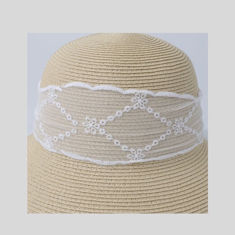 Hat Bow Straw Lace Sun