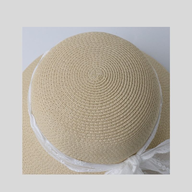 Hat Bow Straw Lace Sun