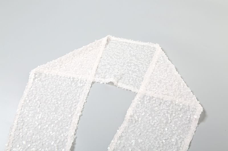 Top Plain Hooded Mesh Sequin Bustier