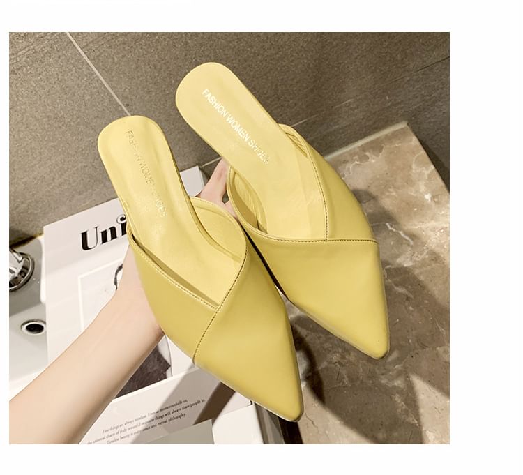 Pointed Toe Heel Kitten Mules