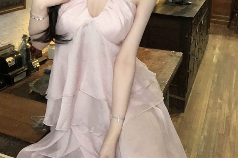 Flowy Top Maxi Cami V-Neck / A-Line Skirt Plain