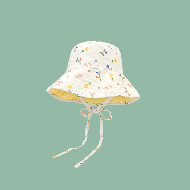 Floral Print Piped Bucket Hat