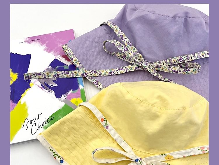 Floral Print Piped Bucket Hat