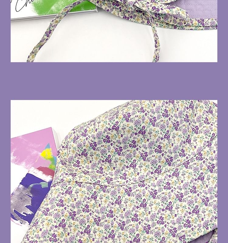 Floral Print Piped Bucket Hat