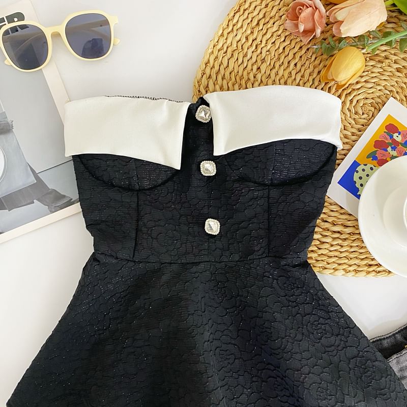 Two Tone Peplum Tube Top