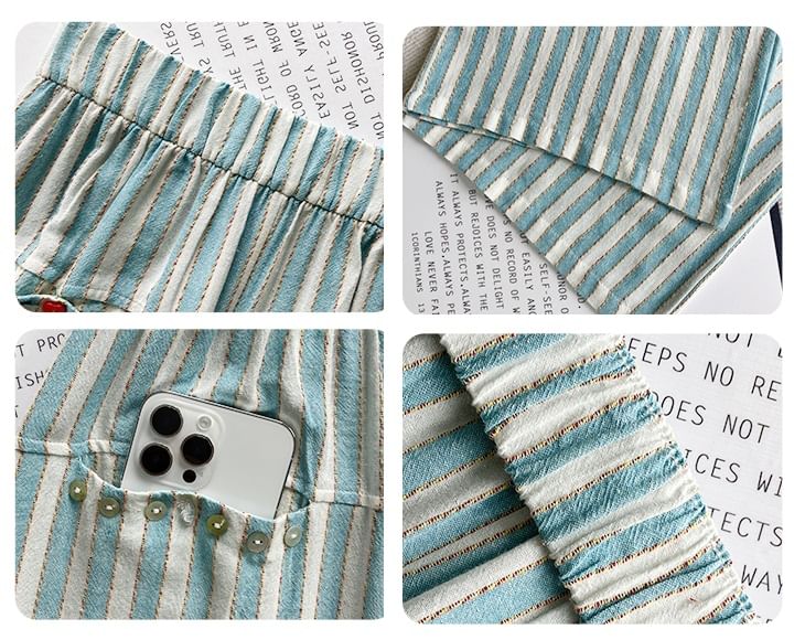 Button Applique High Rise Contrast Stripe Wide Leg Sweatpants