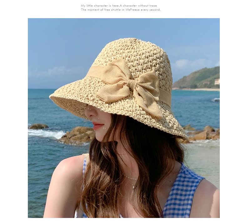 Hat Sun Straw Bow