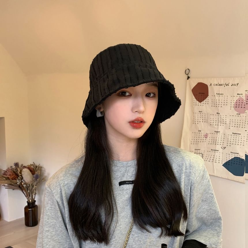 Bucket Hat Frayed Plain