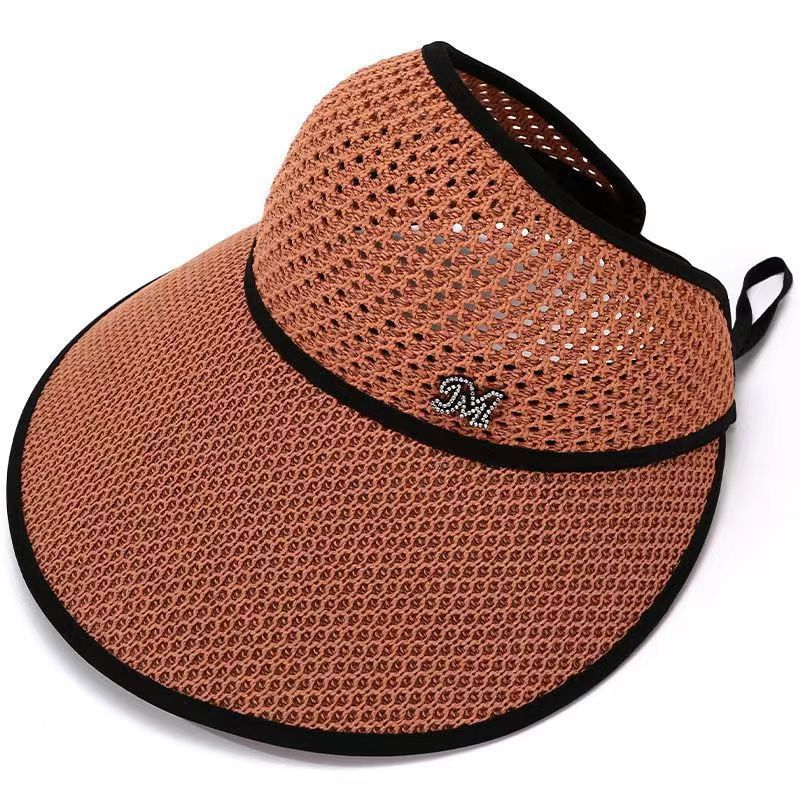 Open Contrast Lettering Hat Trim Top Sun