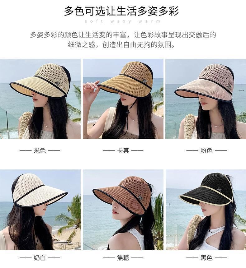 Open Contrast Lettering Hat Trim Top Sun