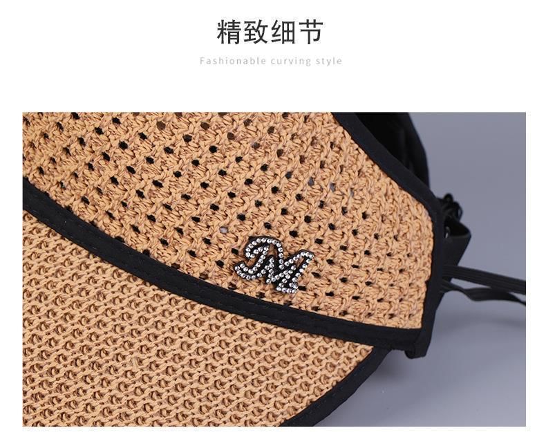 Open Contrast Lettering Hat Trim Top Sun