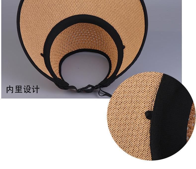 Open Contrast Lettering Hat Trim Top Sun