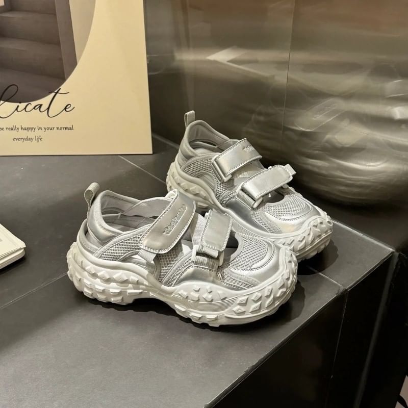 Platform Panel Mesh Sneaker Sandals