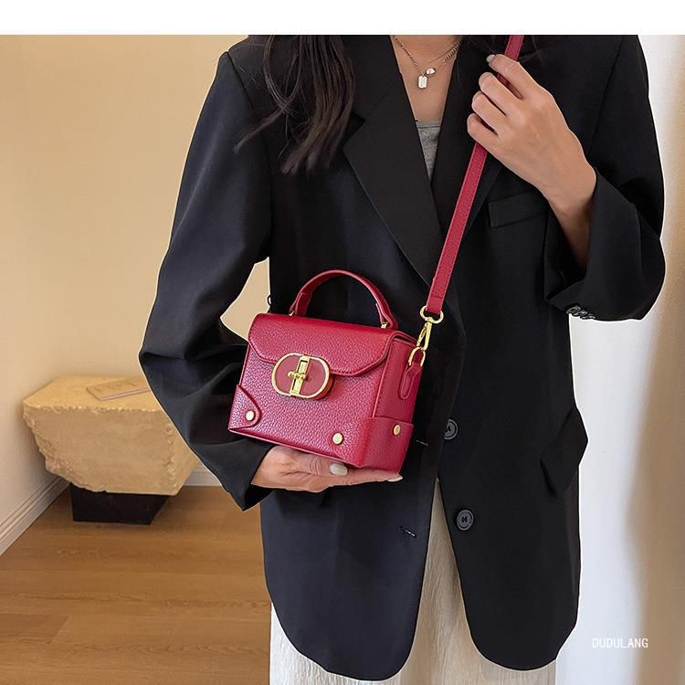 Plain Top Leather Faux Crossbody Bag Handle Flap