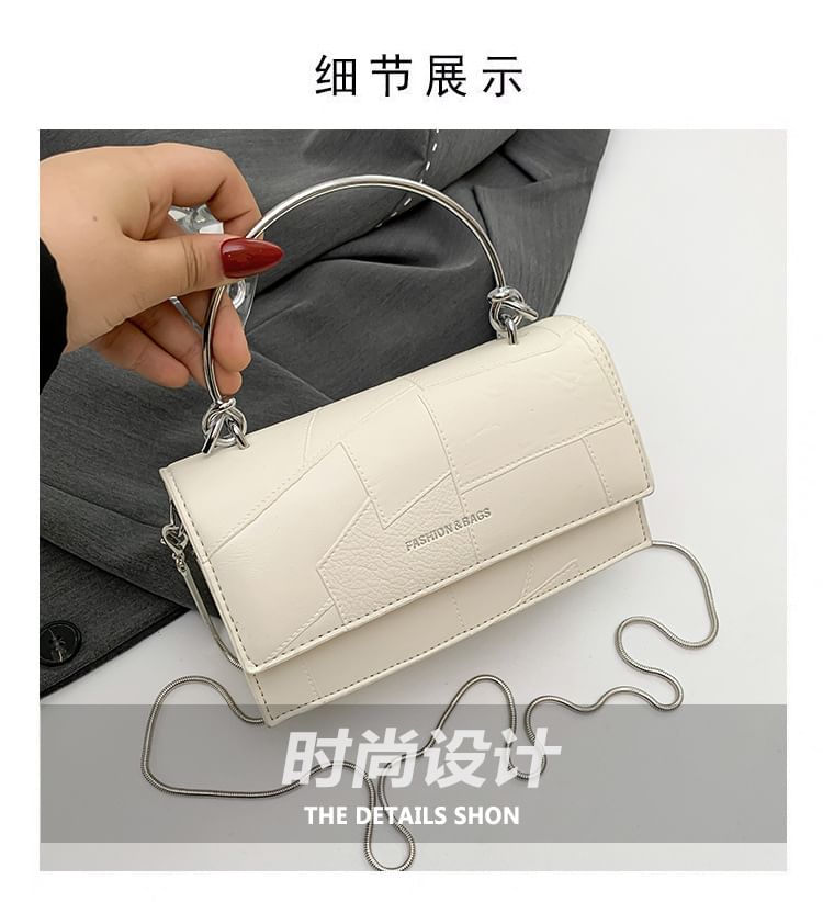 Faux Flap Strap Bag Chain Top Leather Crossbody Handle