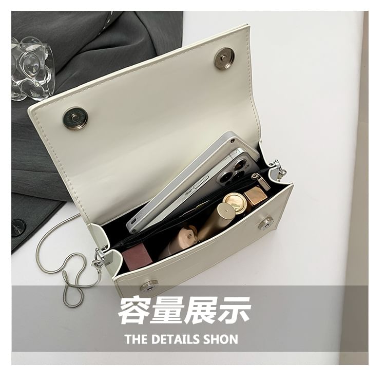 Faux Flap Strap Bag Chain Top Leather Crossbody Handle