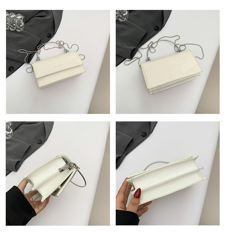 Faux Flap Strap Bag Chain Top Leather Crossbody Handle