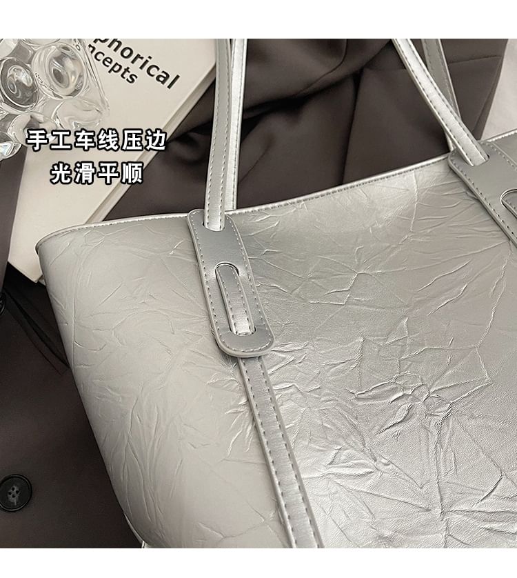 Faux Plain Tote Bag Leather