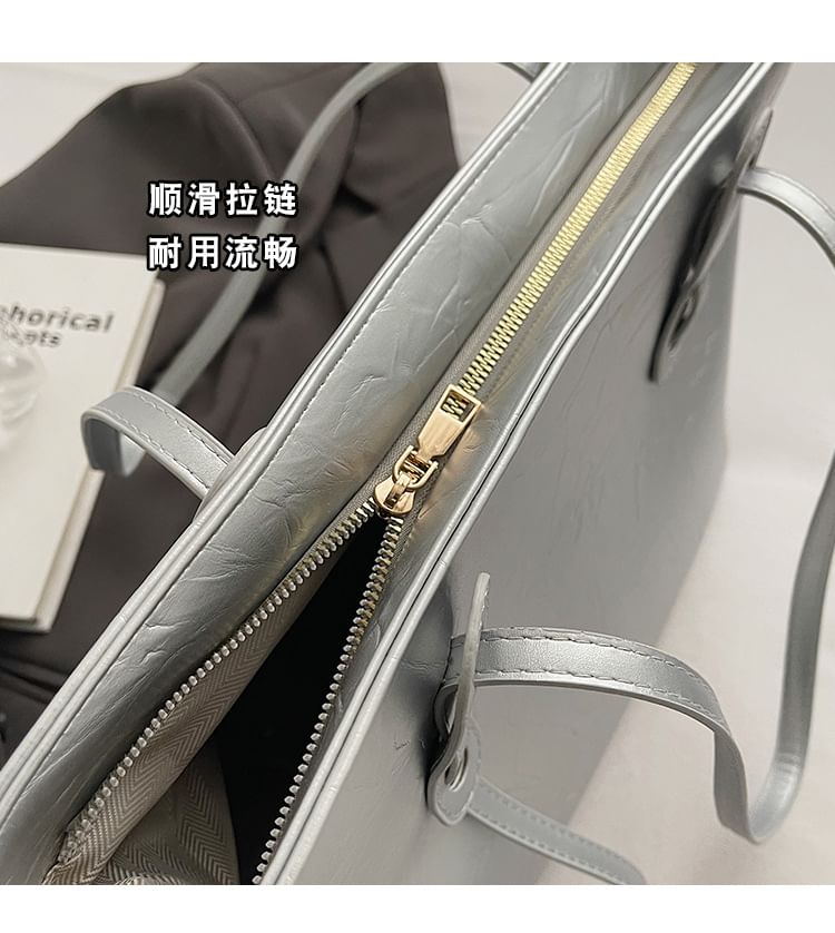 Faux Plain Tote Bag Leather