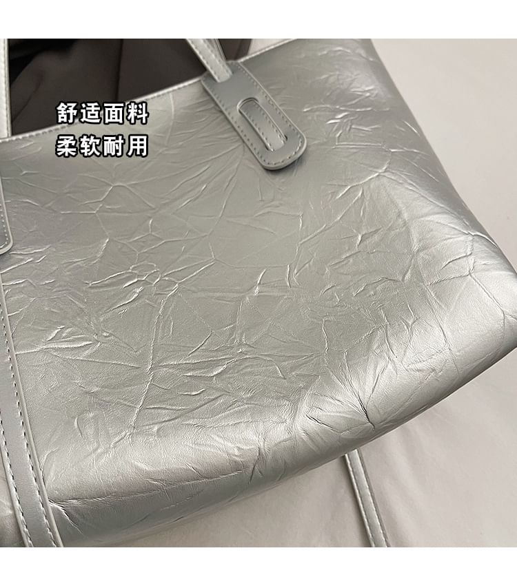 Faux Plain Tote Bag Leather
