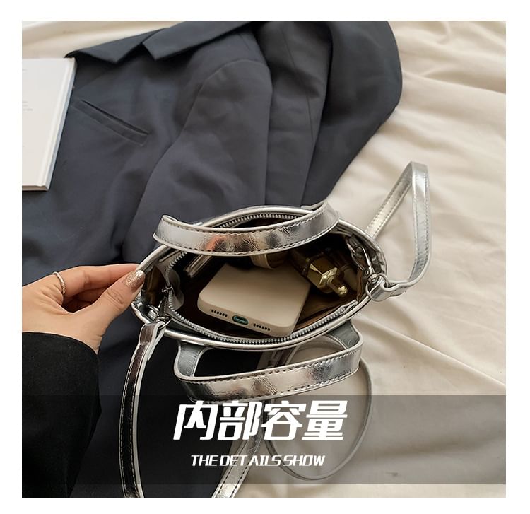 Plain Bag Leather Top Faux Handle Crossbody