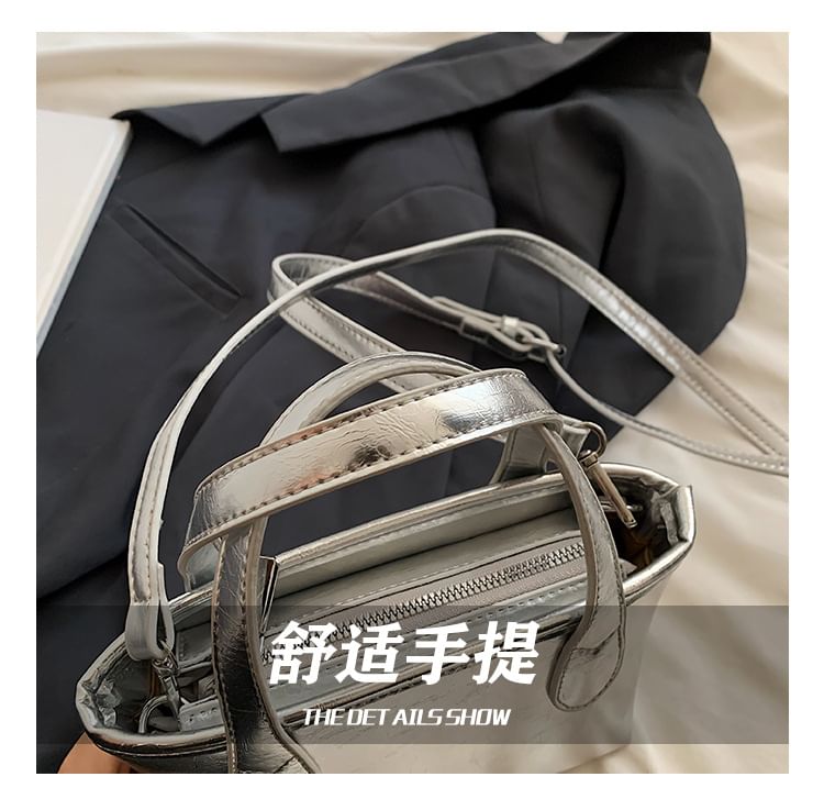 Plain Bag Leather Top Faux Handle Crossbody