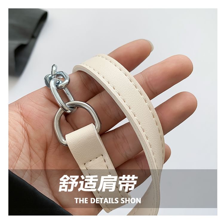 Flap Bag Faux Leather Woven Crossbody Plain