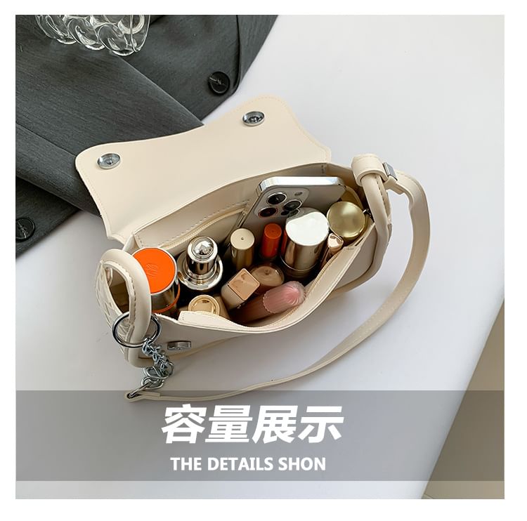 Flap Bag Faux Leather Woven Crossbody Plain