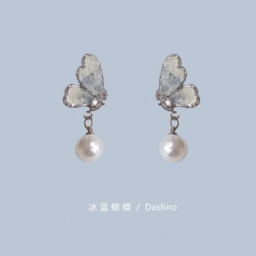 Pearl Faux Floral Earring Butterfly / Drop Alloy Crystal