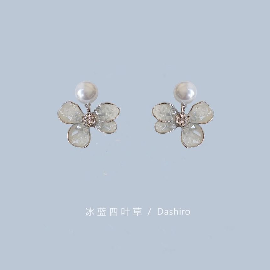 Pearl Faux Floral Earring Butterfly / Drop Alloy Crystal