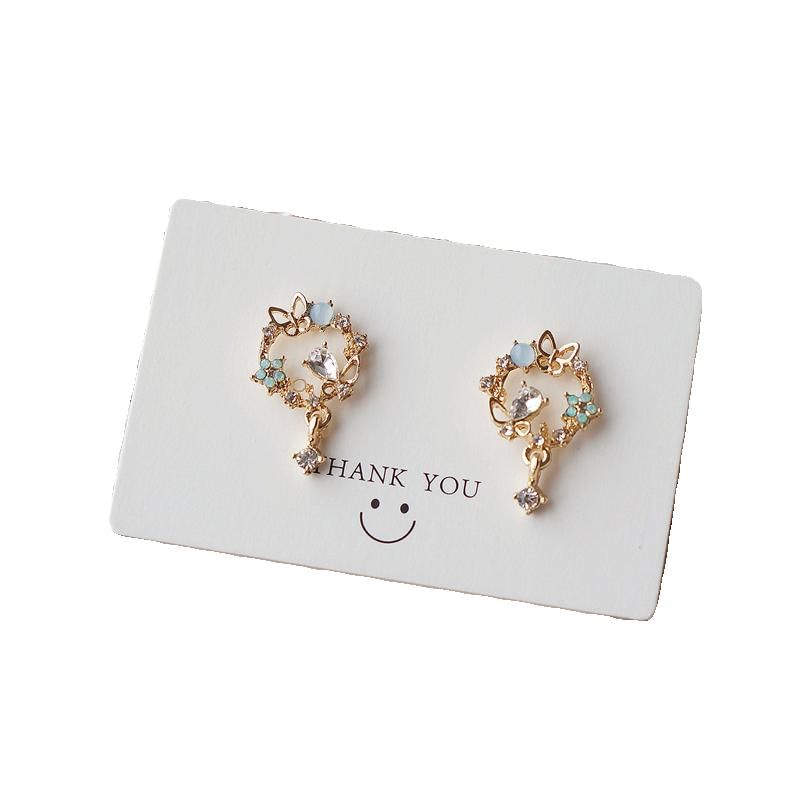 Drop Alloy Butterfly Earring Rhinestone