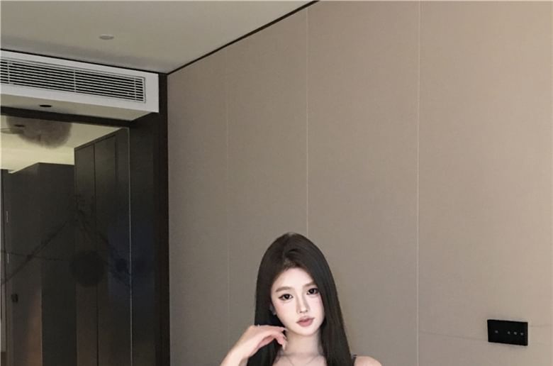 Bow / High Lace Plain Mini Panel Waist Pencil Top Skirt Camisole