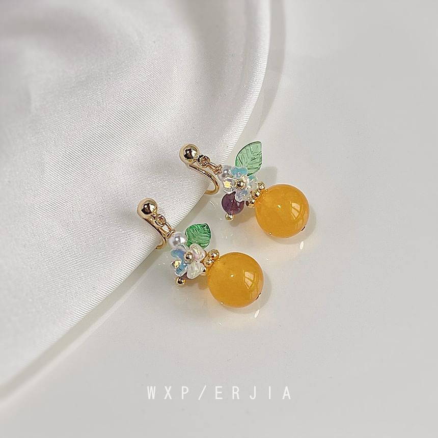 Faux Earring Alloy Floral Gemstone Dangle