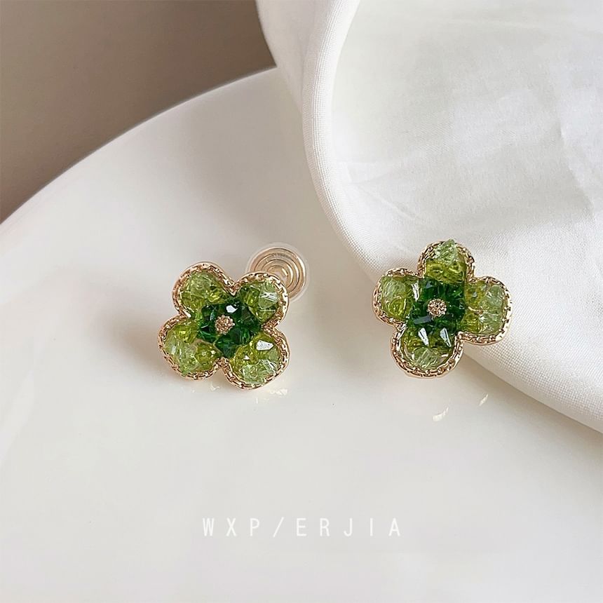 Alloy Ear Cuff Crystal Clover Faux