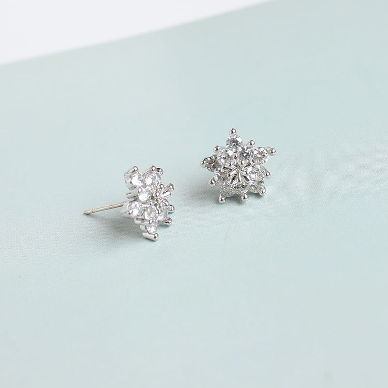 (Various Alloy Earring Rhinestone Designs) Stud Floral