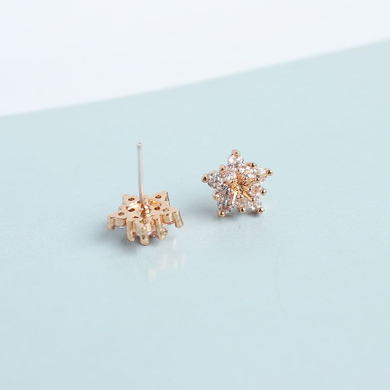 (Various Alloy Earring Rhinestone Designs) Stud Floral
