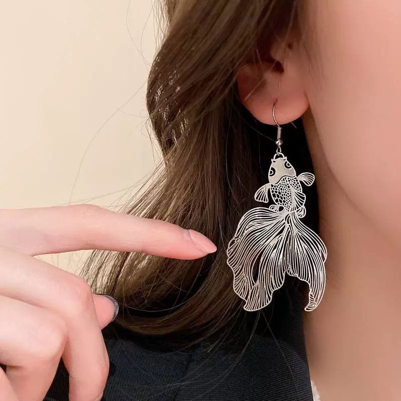 Fish Earrings Hollow Drop