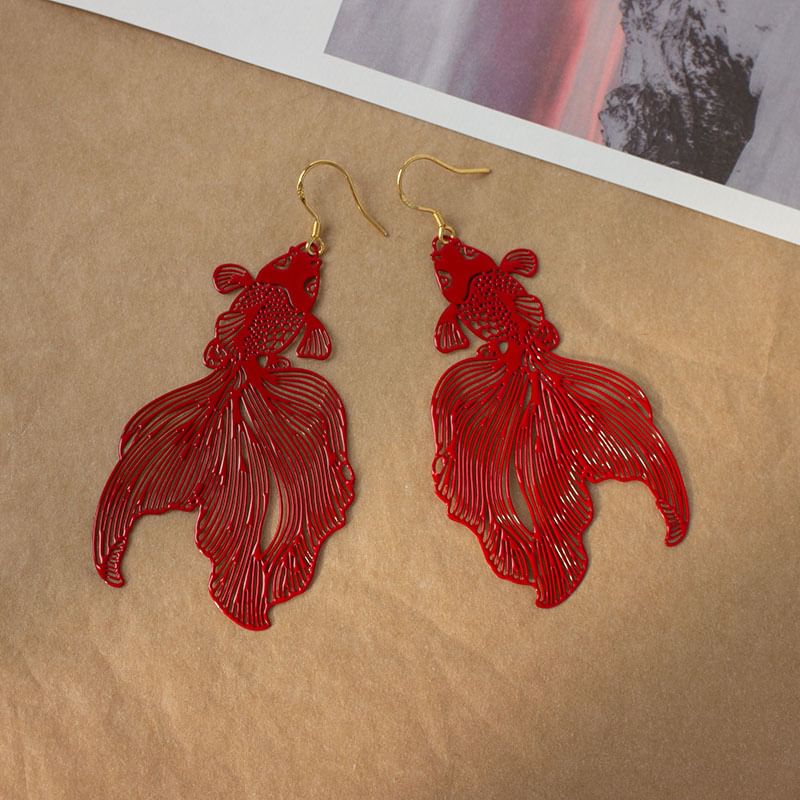 Fish Earrings Hollow Drop