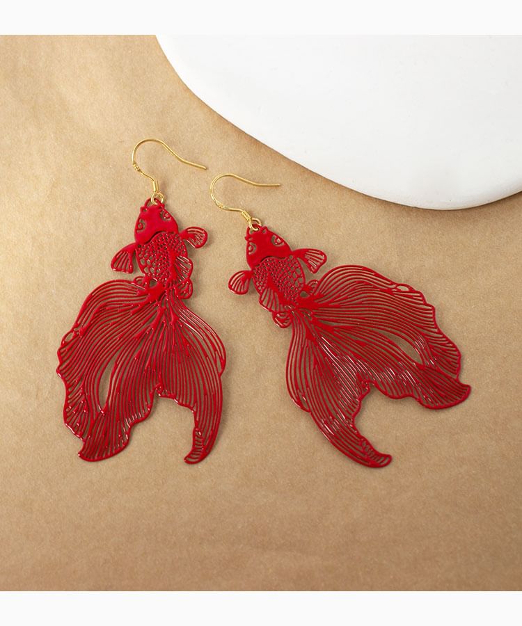 Fish Earrings Hollow Drop