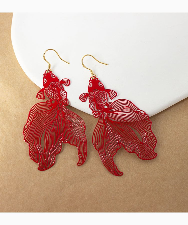 Fish Earrings Hollow Drop
