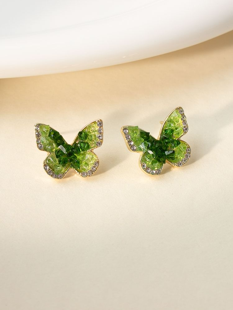 Crystal Earring Alloy Stud Butterfly Faux