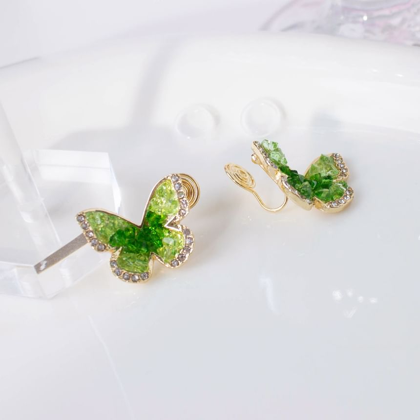 Crystal Earring Alloy Stud Butterfly Faux
