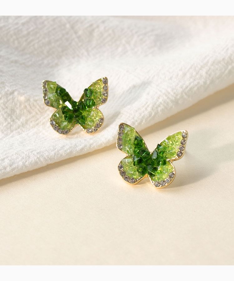Crystal Earring Alloy Stud Butterfly Faux