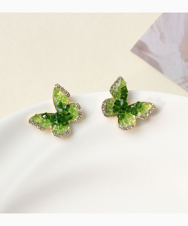 Crystal Earring Alloy Stud Butterfly Faux