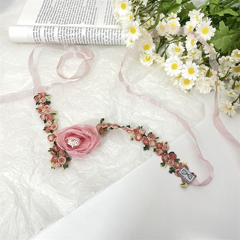 Lace Rose Ribbon Choker