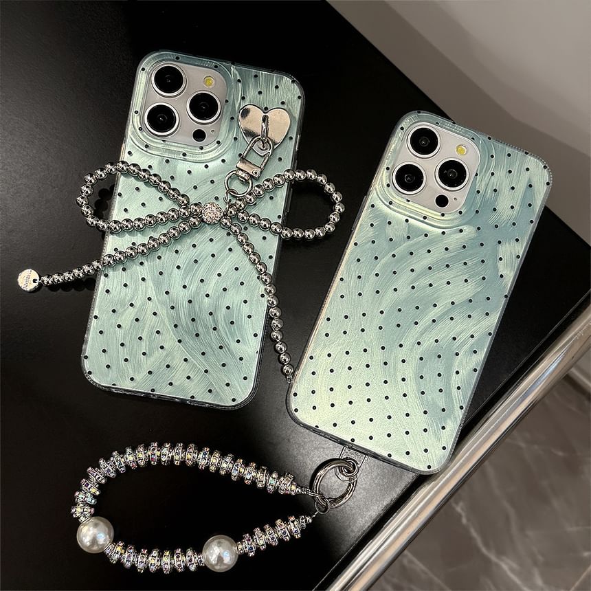 Set Strap Charm Case Polka Dot Phone /