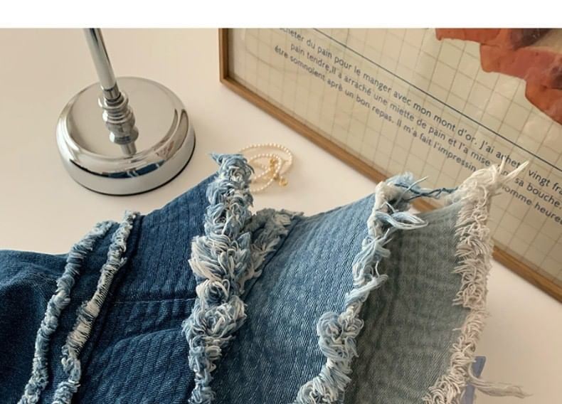 Fringed Distressed Hat Denim Bucket