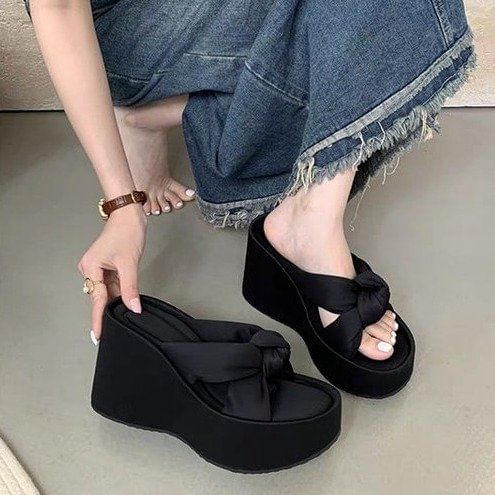 Knot Sandals Heel Slide Wedge Platform