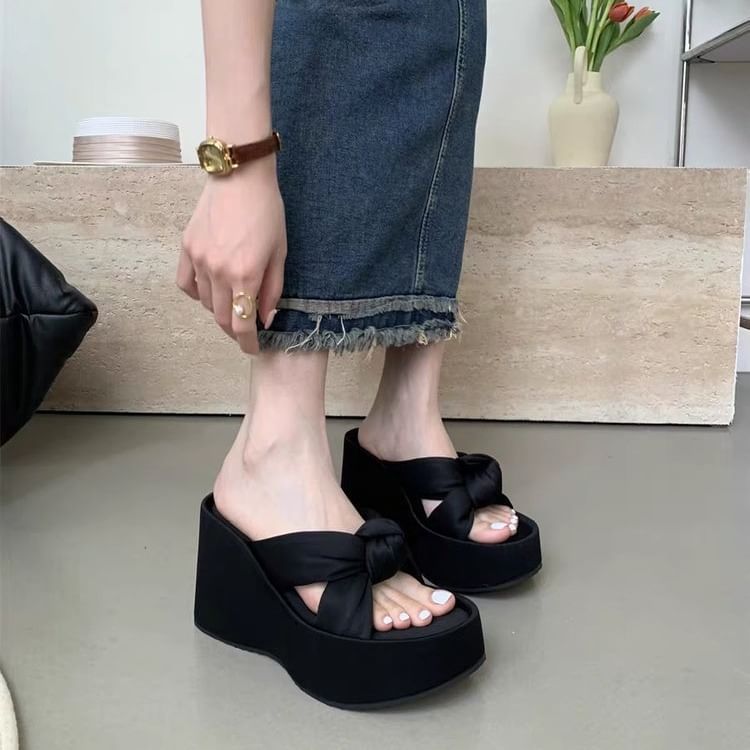 Knot Sandals Heel Slide Wedge Platform
