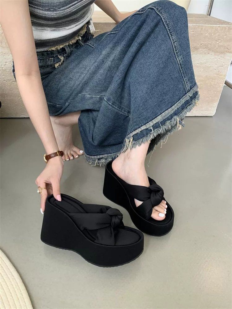 Knot Sandals Heel Slide Wedge Platform